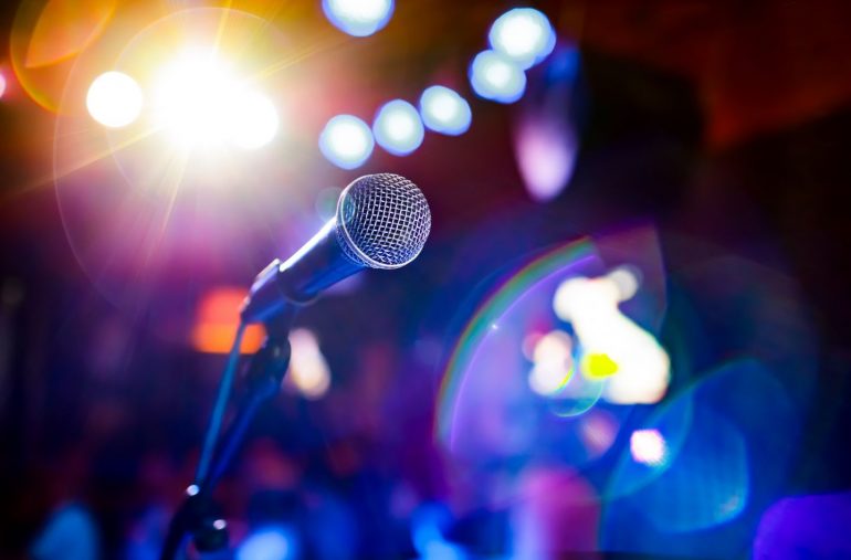 microphone-on-stage-against-a-background-of-PBTB8HA